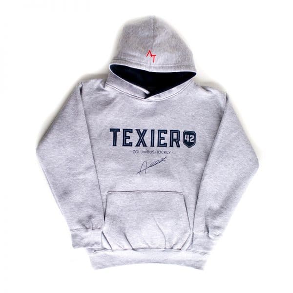 Sweatshirt gris avec imprimé Texier 42 Columbus Hockey signé Alexandre Texier