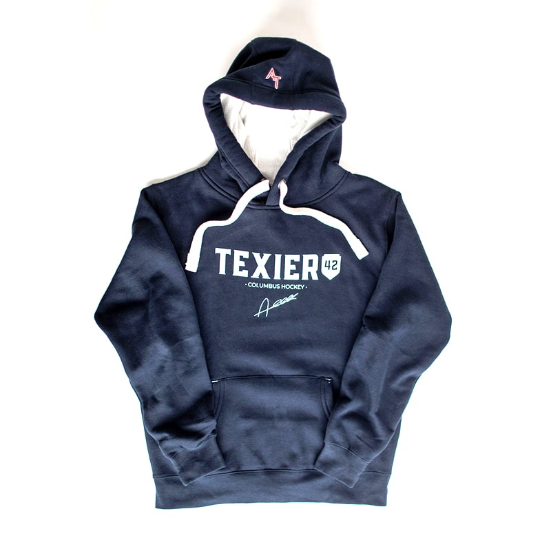 Sweatshirt bleu navy avec imprimé Texier 42 Columbus Hockey signé Alexandre Texier
