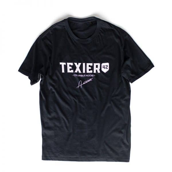T-shirt noir avec imprimé Texier 42 Columbus Hockey signé Alexandre Texier